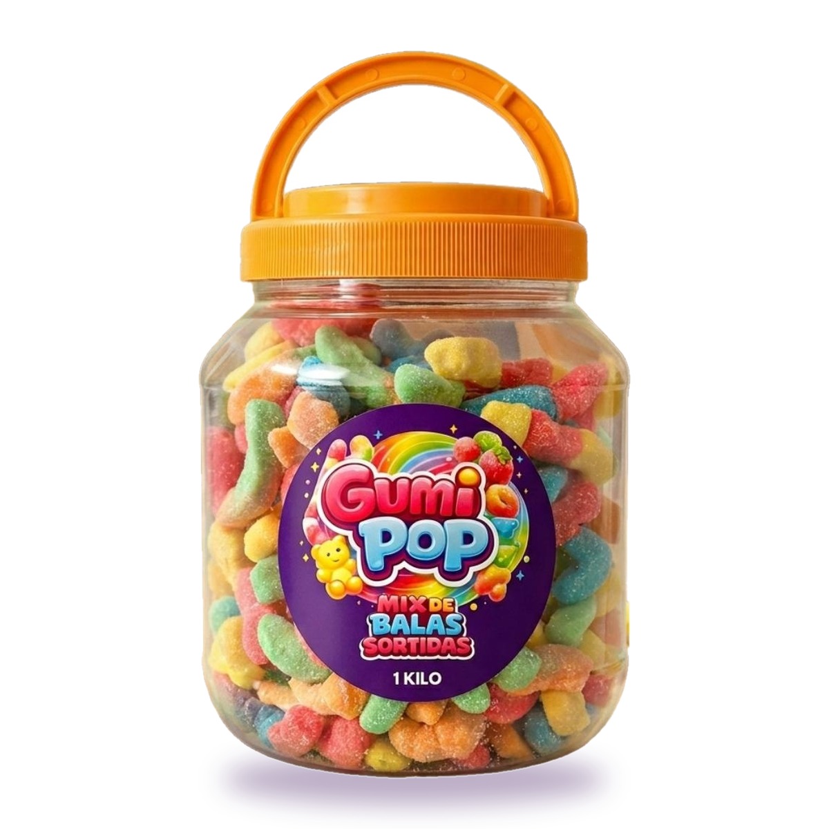 Balas de Gelatina Cobrinhas Cítricas GumiPop em Pote