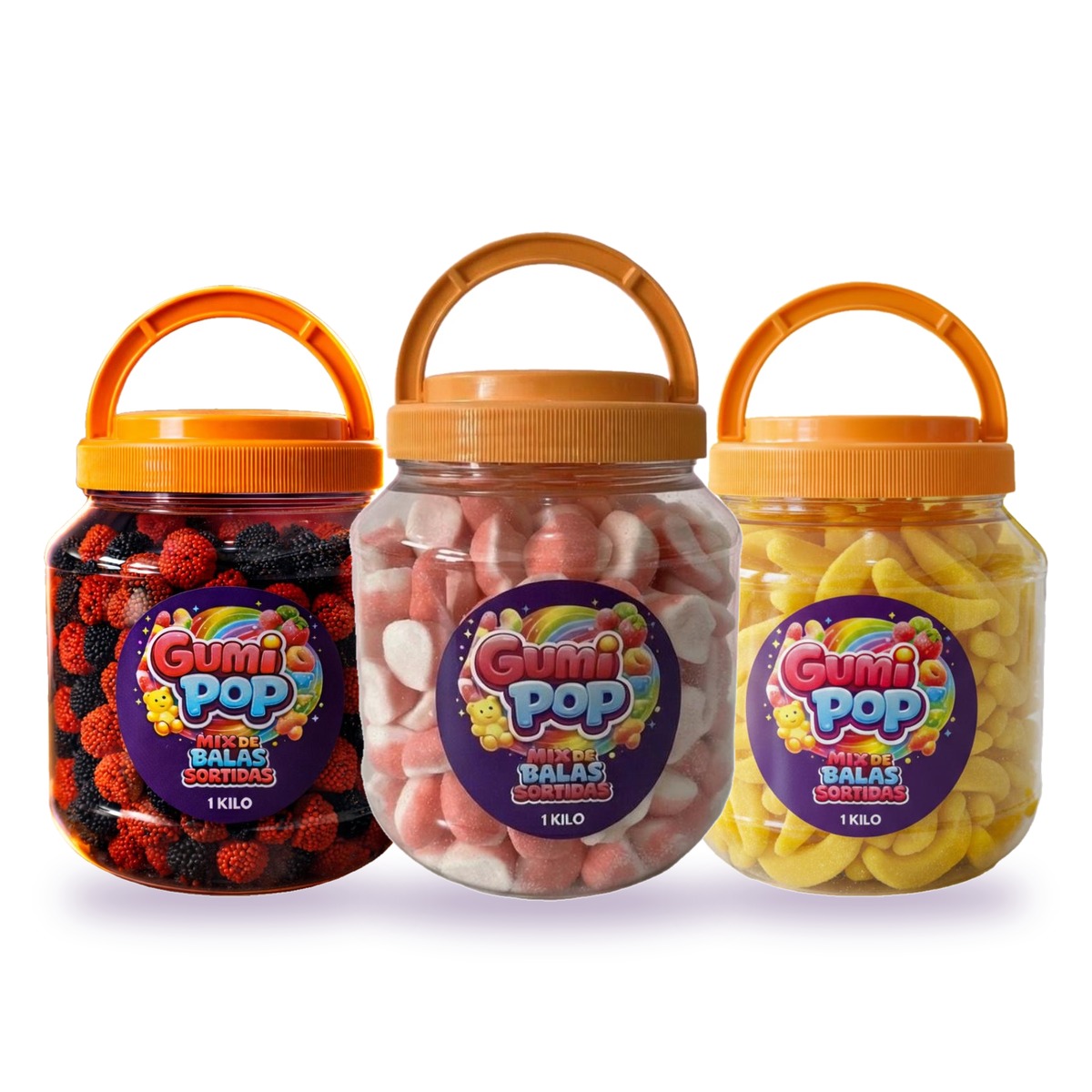 Combo Trio Docinho: Amora, Banana e Beijo Nuvem GumiPop
