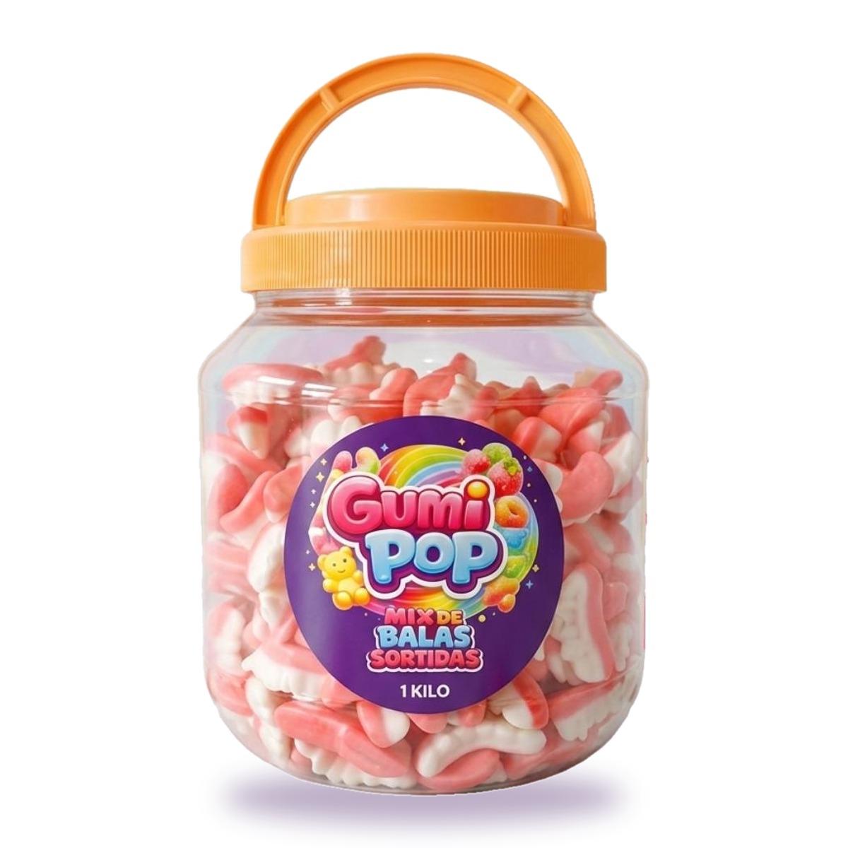 Balas de Gelatina Dentadura de Vampiro GumiPop em Pote