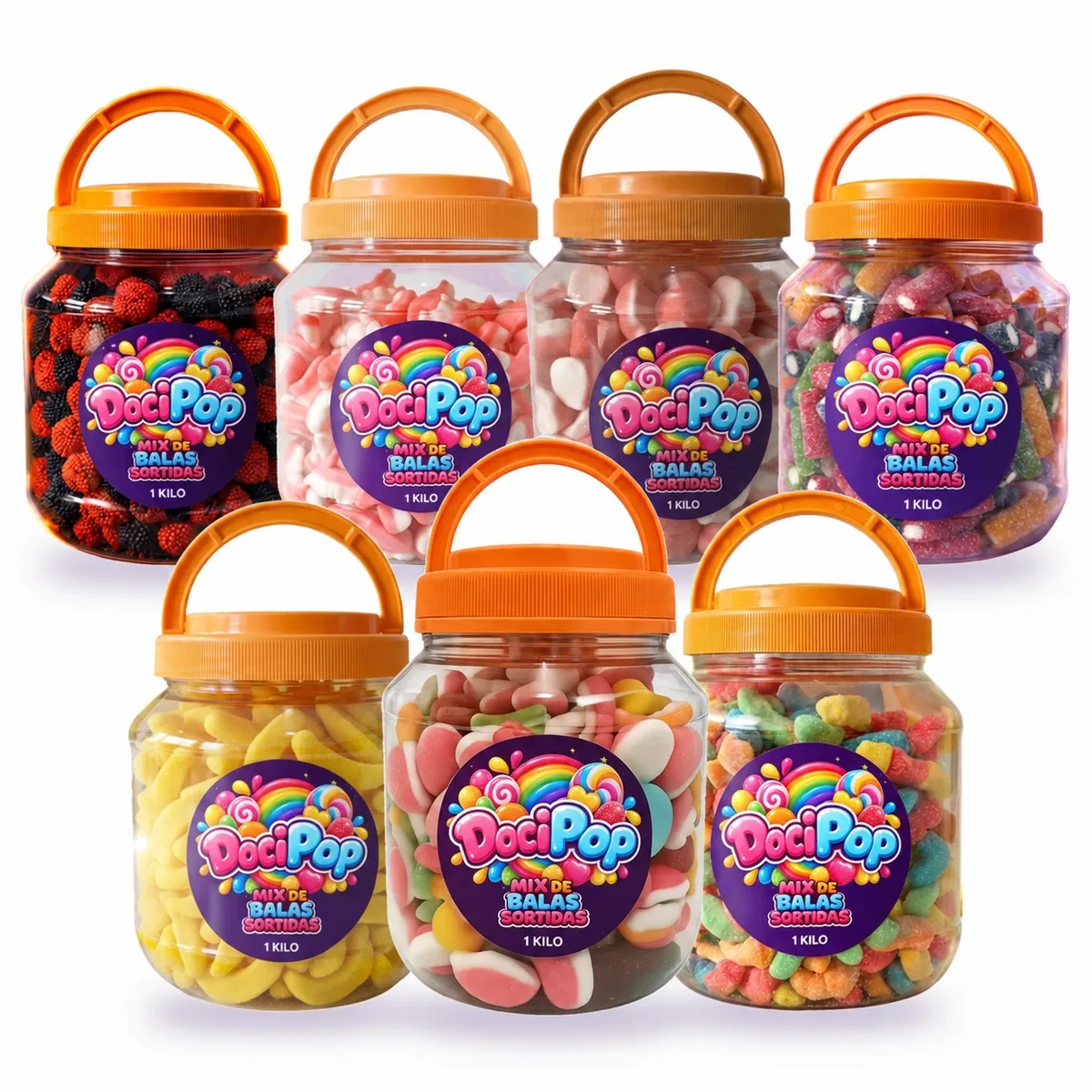 Combo Todos os Sabores: 7 Potes de Balas GumiPop